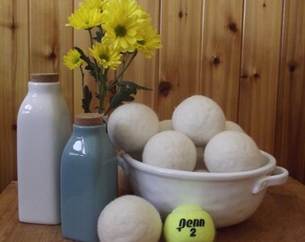 FREE Shipping to USA, 6 Premium Wool Dryer Balls, Set of Six with Free cotton fabric gift bag, lot Made in America by SAHM, Wooley Klean