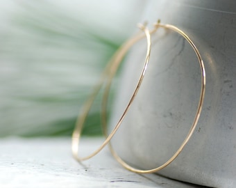 Thin Gold Hoop Earrings, Hammered Gold Earrings, Lightweight Hoops, Everyday Jewelry, 14k Gold Filled, Minimalist Jewelry, Delicate Hoops