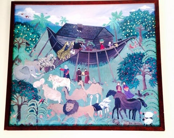 vintage lithograph - Noah's Ark by Karri McCue - 1980s