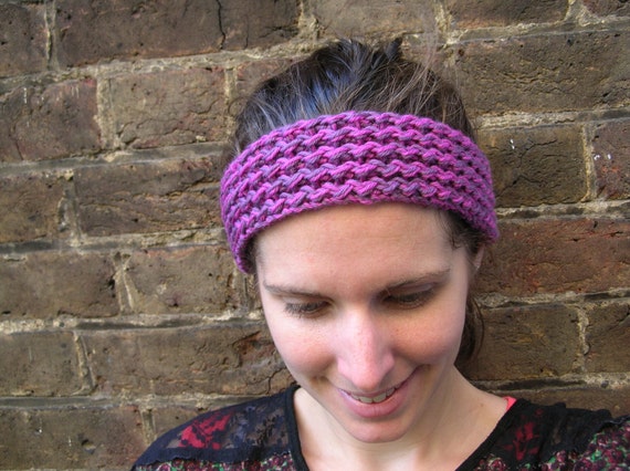 Pink & Purple Knitted Zig Zag Headband By Fairlyamy On Etsy