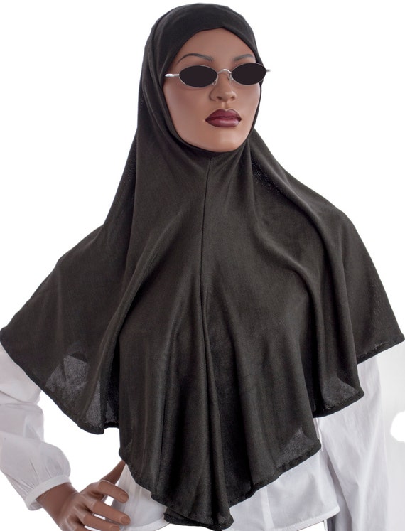 Black Jersey Knit Amira Hoodie HIjab  Headcover Muslim Hijabi