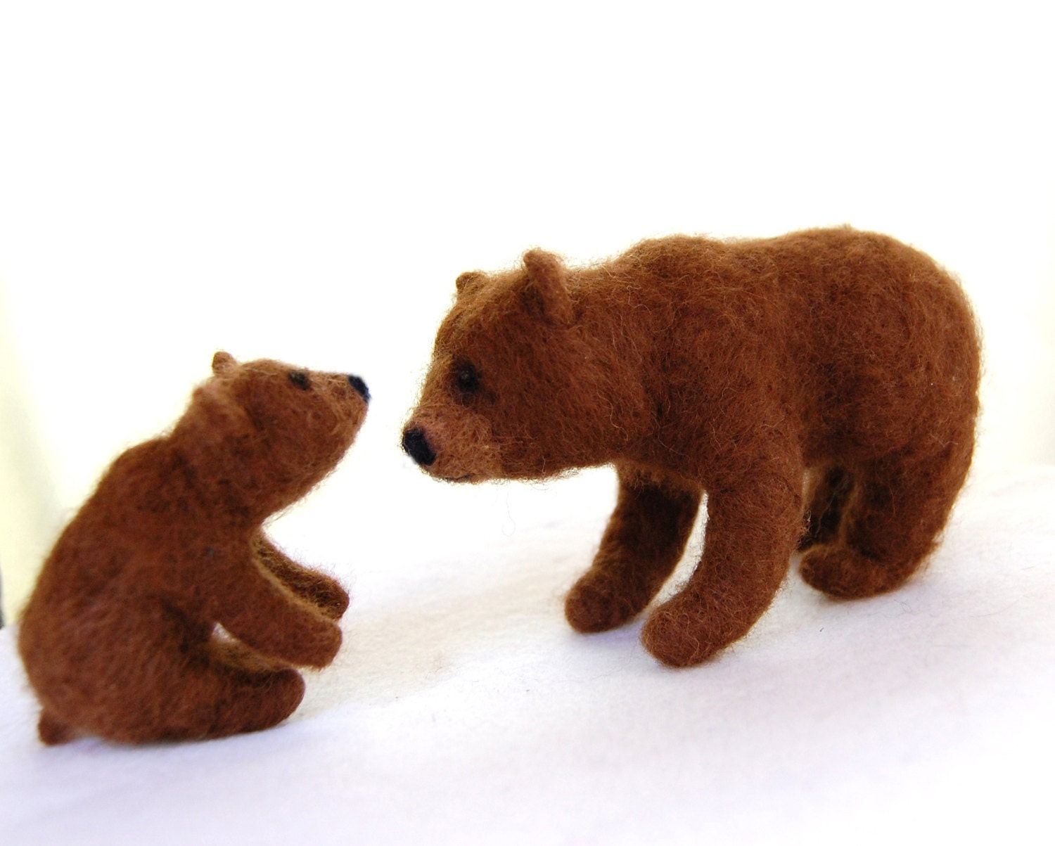 Needle Felted Bears Brown Bear With Cubs Felted Animals