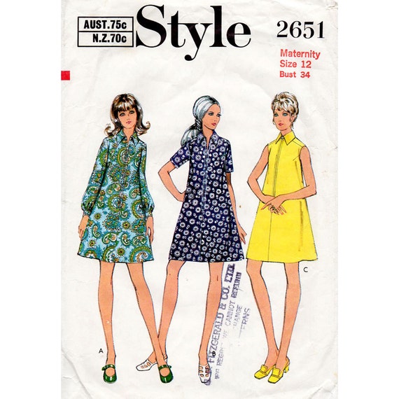 pattern zip dress shift no Line Sewing Dress Zip Pattern Pattern Maternity 2651 Style Vintage A