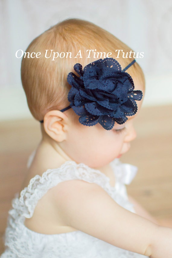 beautiful eyelet baby headband navy blue eyelet fabric flower headband newborn baby hairbow beautiful eyelet baby headband navy blue eyelet fabric flower headband newborn baby hairbow