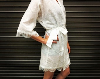 Lace Wedding Robe,Bridal Robe,White Robe,Lace Robe,White Lace Robe,Wedding Shower Gift, Bridesmaid Robe,Bridal Shower Gift, Bridesmaid Gift
