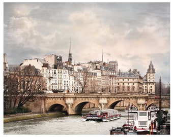 Paris print, Large wall art, Fine art photography, Paris city wall art, neutral living room decor, Pont Neuf large poster, 11x14, 24x30
