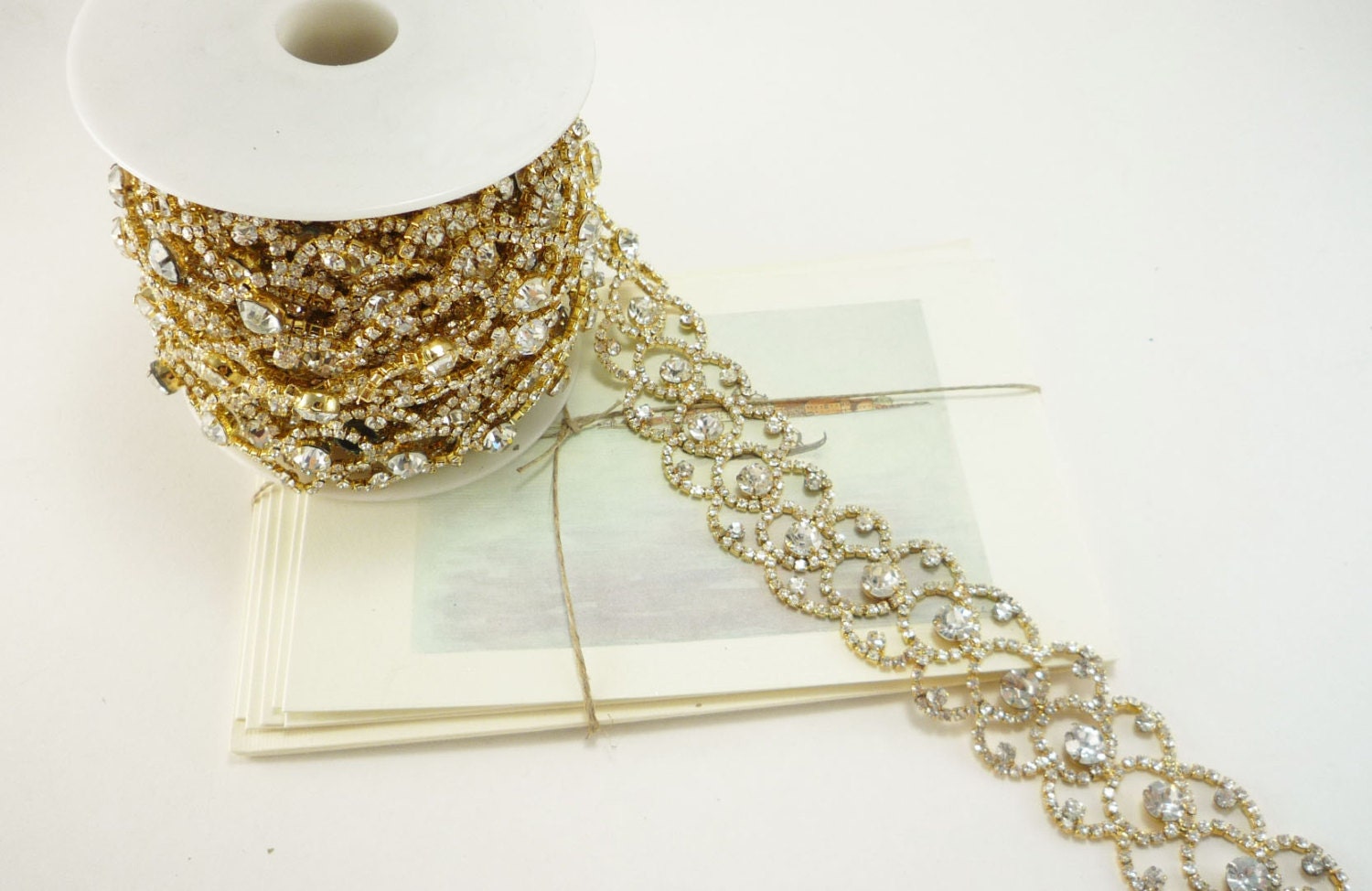 Gold Rhinestone Scallop Border Trim Rhinestone Chain