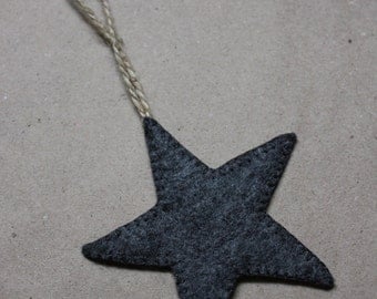 Grey Merino Felt Christmas Star Decoration