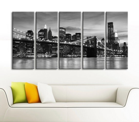 LARGE Wall Art Brooklyn Bridge New York by WorldMapCanvas on Etsy