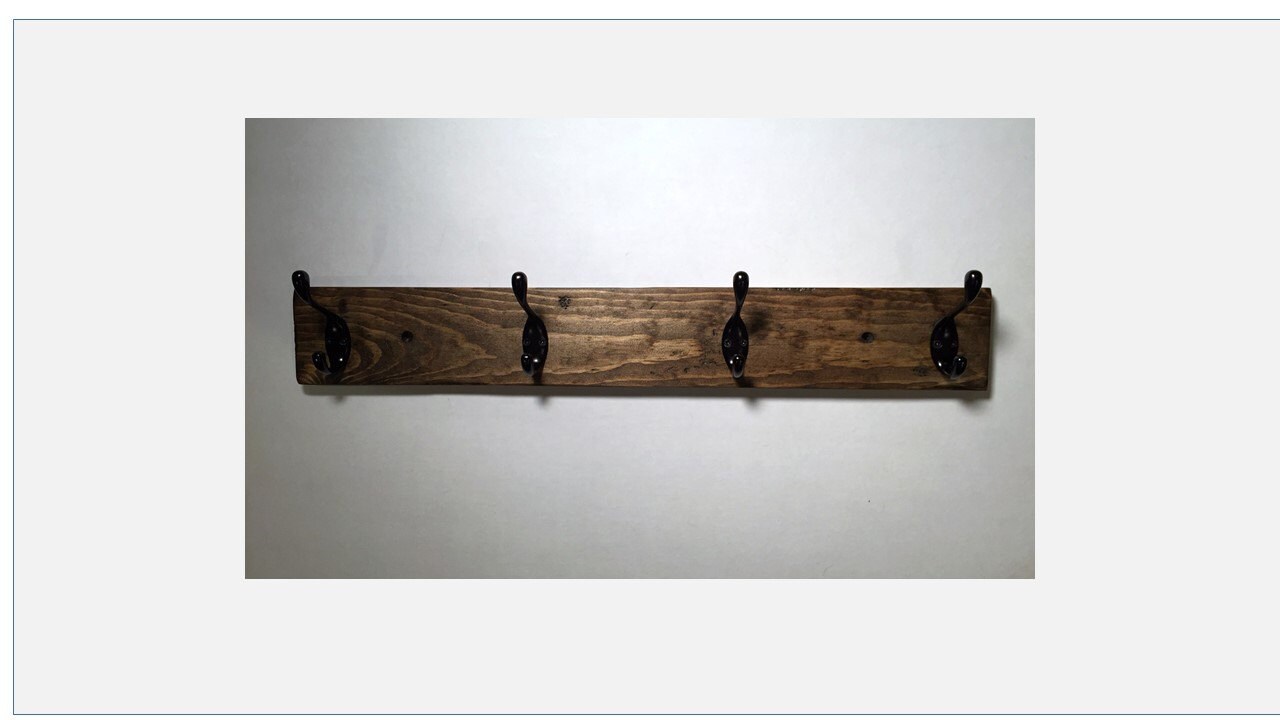 Rustic coat rack with 4 coat hooks wall coat by TreetopWoodworks