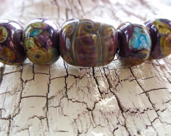HandMade Lampwork -:- Geology Naturals -Set of 5 Beads - Artisan Made in the USA - Fully Kiln Annealed -