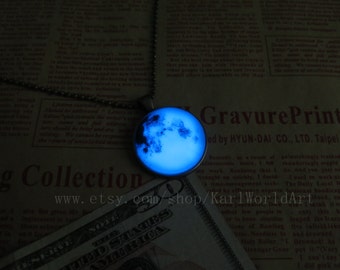 Blue Luminous planet, Earth, party jewelry,glow in the dark jewelry,Glowing Pendant Necklace