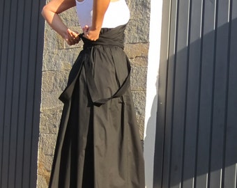Black Skirt / Maxi Skirt / High Waist Skirt / Long Skirt / Floor Length Skirt / Cotton Skirt / Women Skirt / Boho Skirt by CARAMELfs S1115A