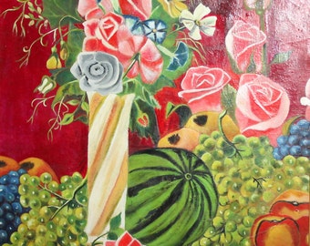 2003 Bulgarian art oil painting impressionist still life signed
