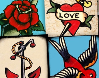 Vintage Retro Tattoo Digital Collage Sheet 1 Inch Square Printable Tattoos Sailor Jerry Bird Anchor Rose Heart Mom Piddix 967 Vintage Retro Tattoo Digital Collage Sheet 1 Inch Square Printable Tattoos Sailor Jerry Bird Anchor Rose Heart Mom Piddix 967
