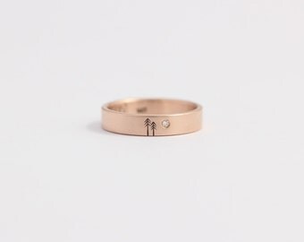 Rose gold engagement ring or diamond wedding Band Rose Gold and Conflict-Free Diamond 4mm 14ct Rose Gold
