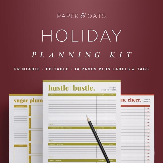 Holiday Planning Kit Christmas Planner Christmas Gift Tags