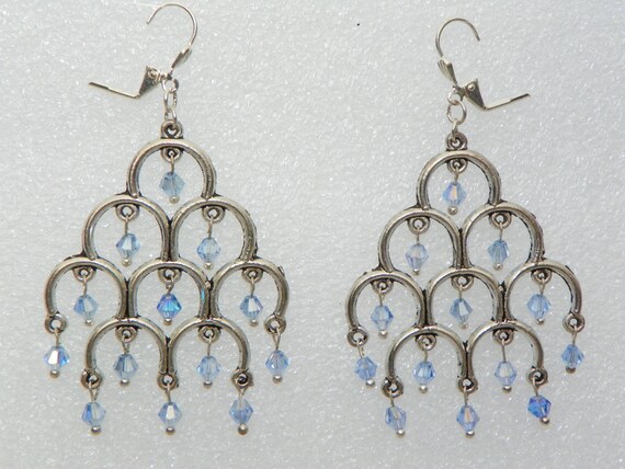 Chandelier earrings Baby Blue Swarovski Crystal Earrings blue