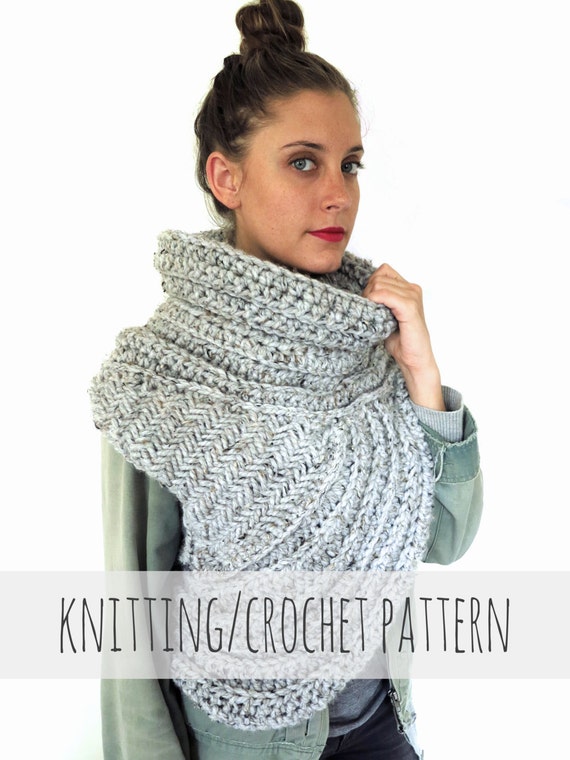 PATTERN for Chunky Knit Crochet Asymmetric Cowl by TwoOfWandsShop