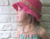 SALE / Girls summer straw hat / Raffia sun hat / Bucket hat / Cloche / Eco friendly / Toddler sun hat / Liberty fabric