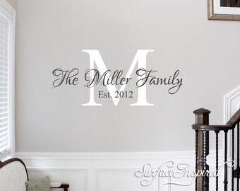 Wall Decals Quote - Personalized Family Name Wall Decal Name Monogram - Vinyl Wall Decal Family Wall Decal Wedding Gift