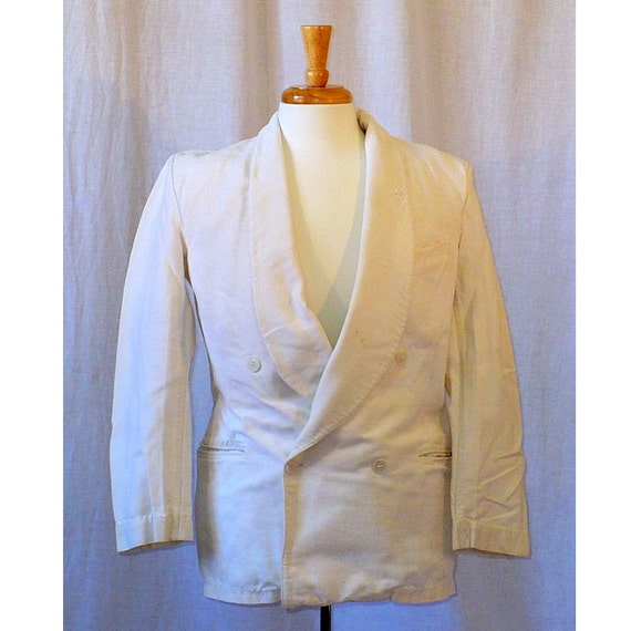 40 Vintage 20s White Linen Jacket Double Breasted Great Gatsby