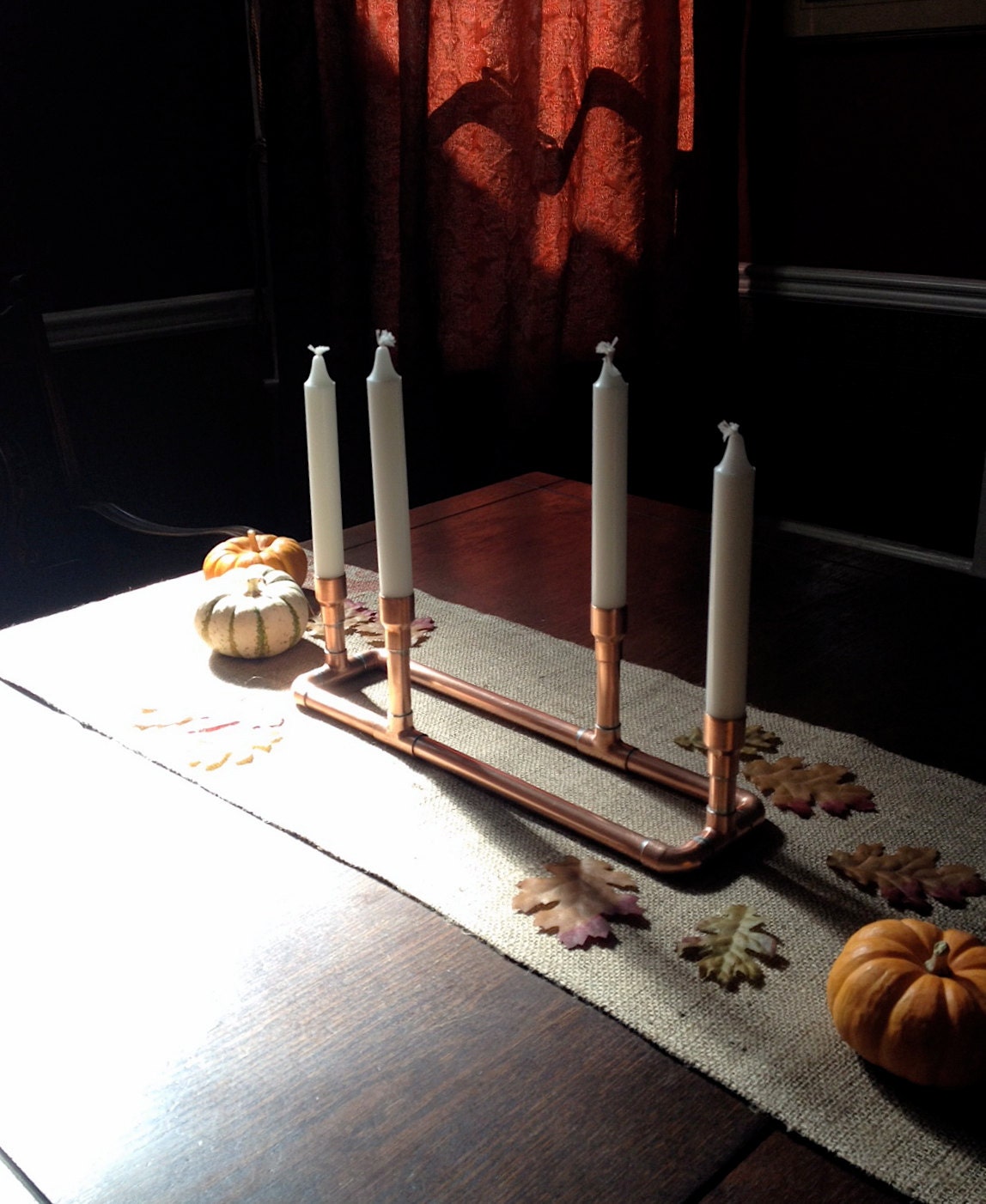 Copper Pipe Candle Holder Steampunk Wedding Centerpiece