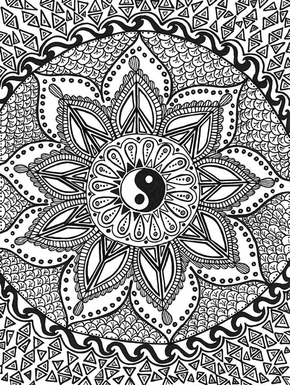 items similar to yinyang flower zen illustration print on etsy