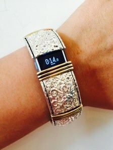 FitBit FlexCharge Cover Up Bracelet! Silver and Gold Stretch Bracelet ...