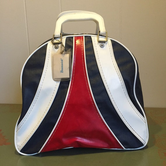 Vintage Brunswick Bowling Ball Bag Patriotic Red White and