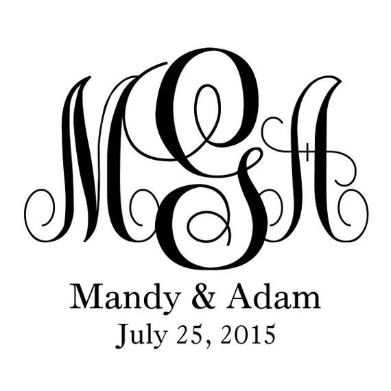 Wedding Monogram with Couples Name and Wedding by PenguinWedding