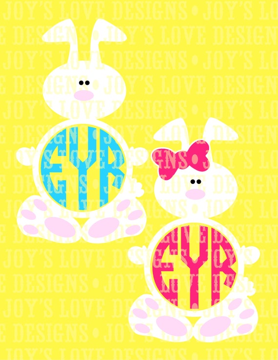 Download Items similar to Bunny Monogram Frames (Boy and Girl) SVG ...