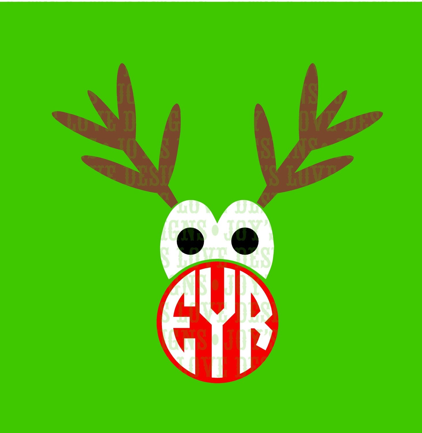 Download Monogram Reindeer Nose SVG and DXF Digital Download