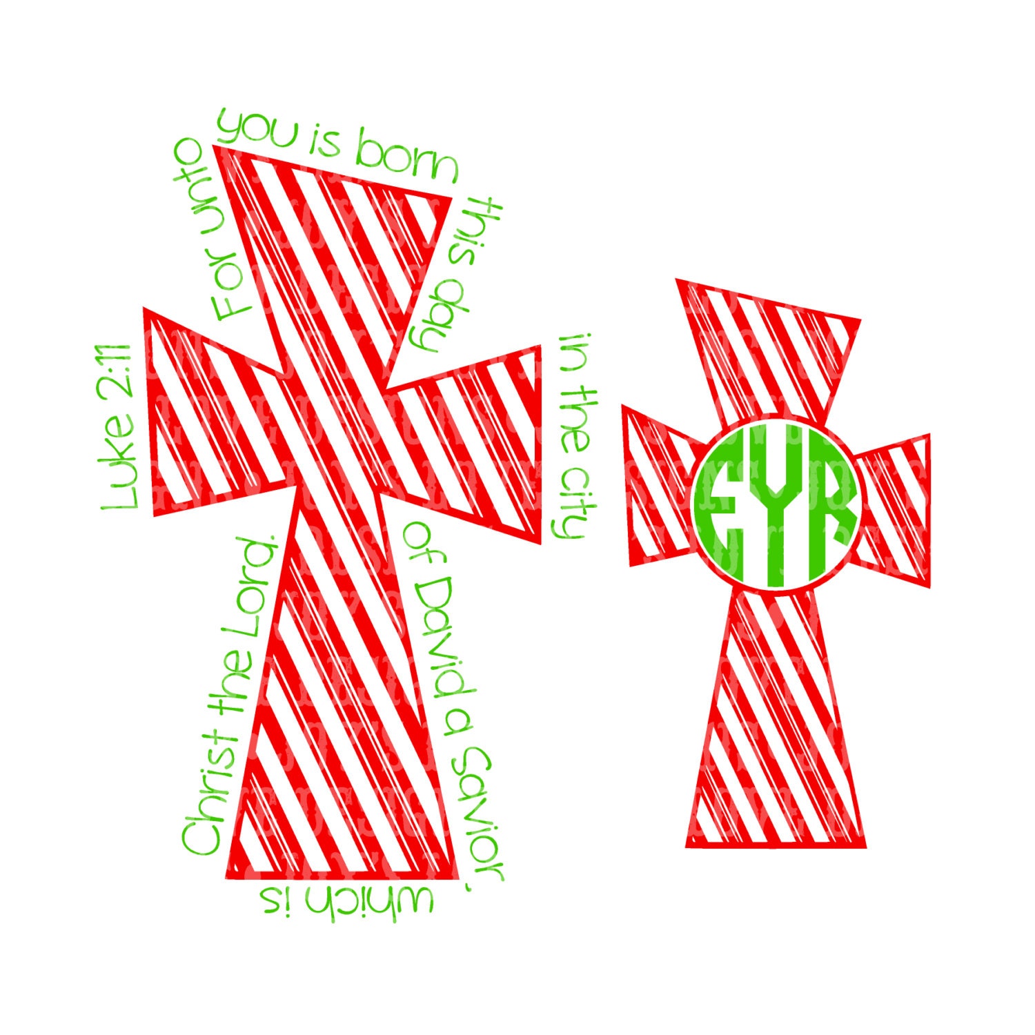 Download Candy Cane Cross and Monogram Frame SVG and DXF Digital
