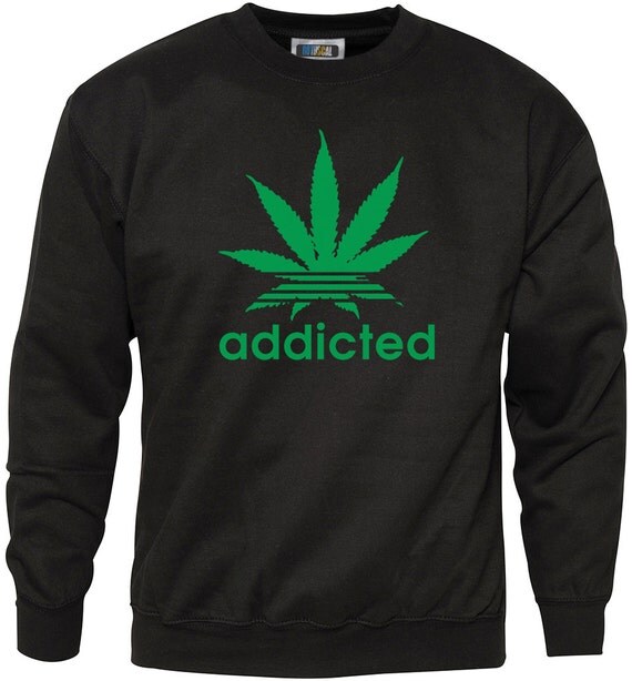 Addicted Cannabis Stoner Weed Jumper Black and Grey by HotScamp