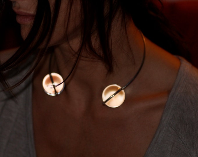 Rock crystal necklace Silver necklace Cuff necklace Natural stone necklace Fashion Necklace Gift idea