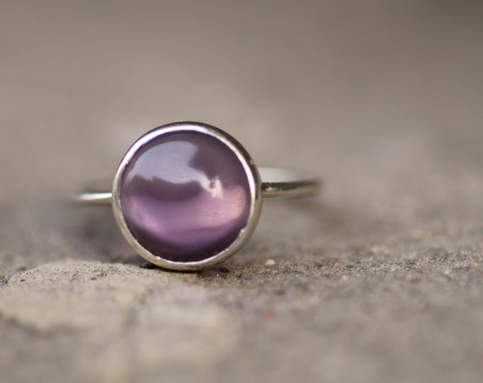 Set of two rings with Amethyst (price -30%) Amethyst ring Silver ring Gold set ring Gold ring with amethyst Natural stone ring Gift idea