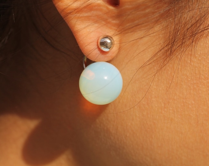 Fire opal earrings / Sterling silver earring / Opal earrings / White stone earrings / Fire opal / Gift for her
