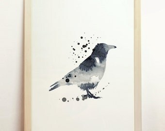 Minimalist Raven Tattoo | raven watercolor etsy de Minimalist Raven Tattoo | raven watercolor etsy de