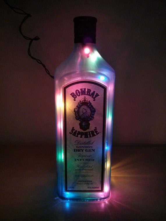 Frosted Glass Bombay Sapphire Gin Recycled Liquor Bottle