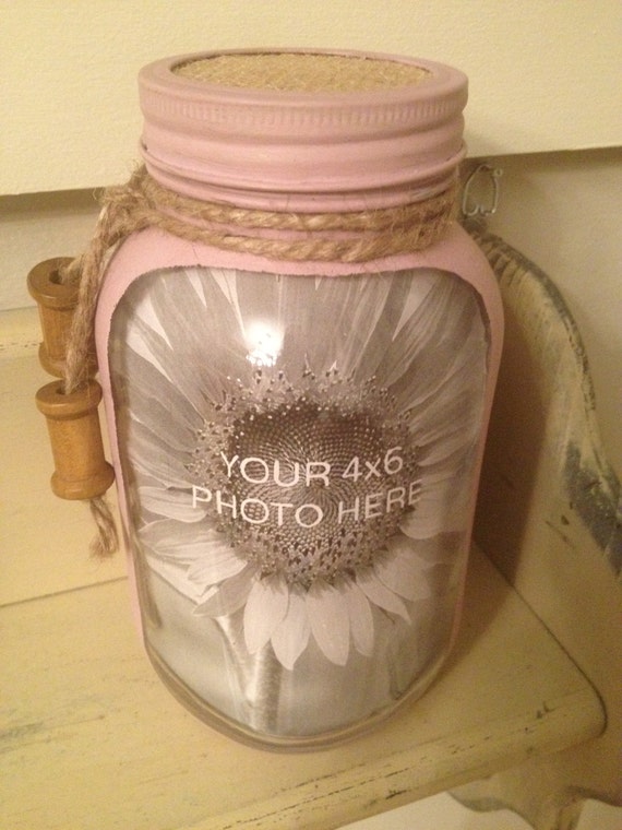 Items similar to Mason Jar Picture Frame - Hand Painted PHOTO JAR on Etsy