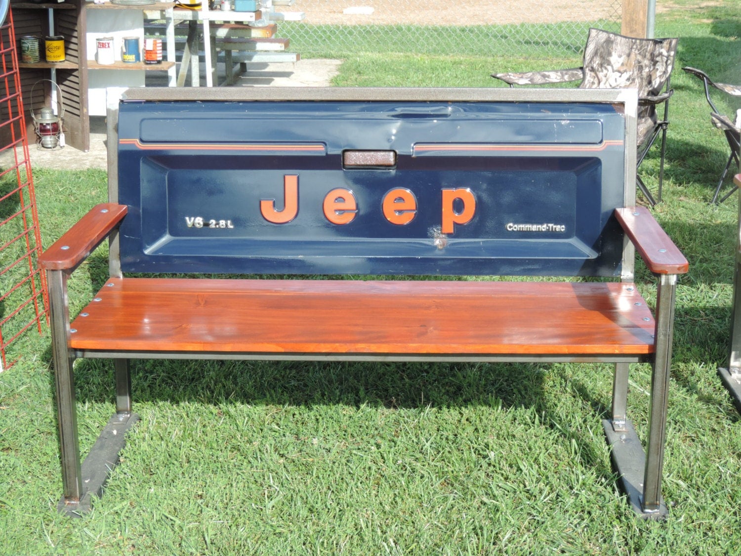 Jeep Tailgate Bench clear coated all welded 14 gauge steel