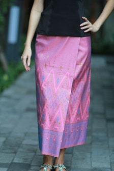 Pink Chevron Skirt Phasin Thai Long Wrap Skirt Sarong Thai Ethic Skirt ...