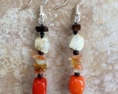 Stone Earrings, Dangle Earrings, Long Earrings, Boho Earrings, Bohemian Jewelry, Rustic Earrings, Gift for Mom, Gypsy