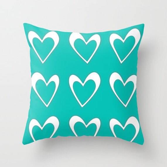 Turquoise Pillow Cover Aqua Blue Pillow by DesignbyJuliaBars