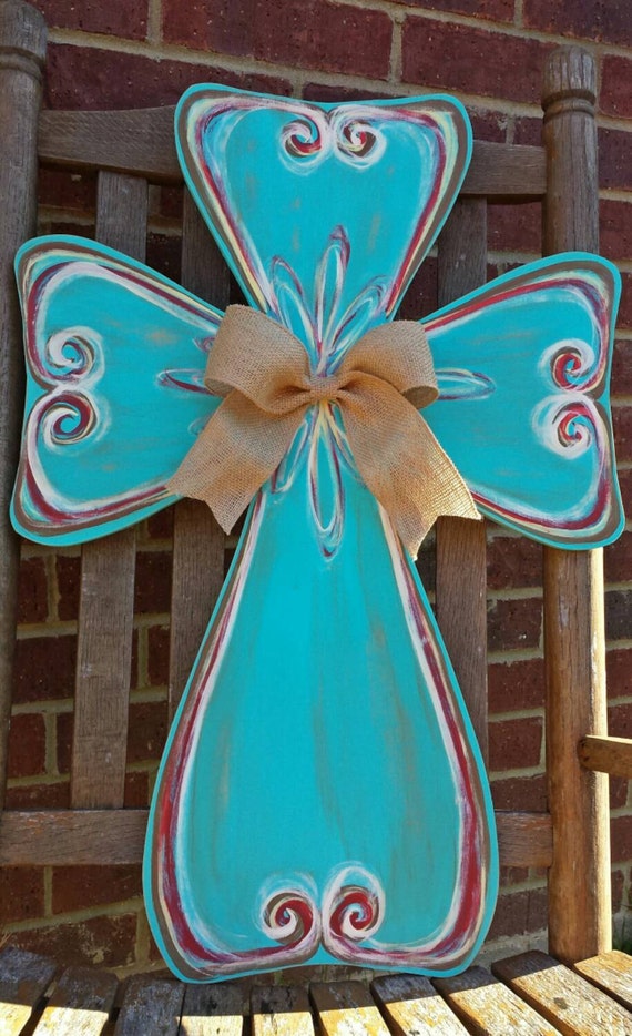 Large Hand Painted Cross by KatelynnAlaineDesign on Etsy