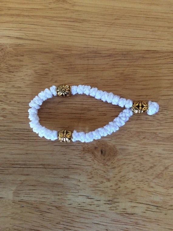 White Orthodox 33 Knot Prayer Rope Bracelet by SoderquistDesign