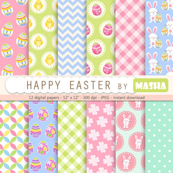 Easter digital paper: HAPPY EASTER with easter