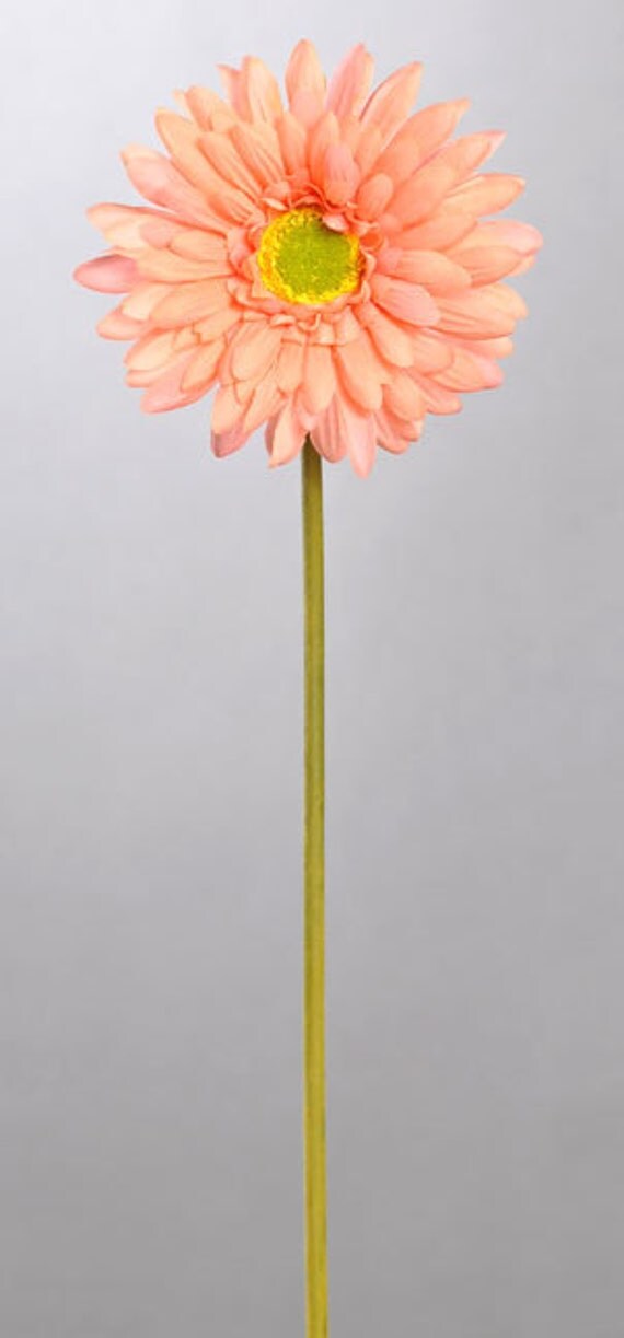 New Coral Artificial Gerbera Daisy Silk Coral by ParisFlowerMarket
