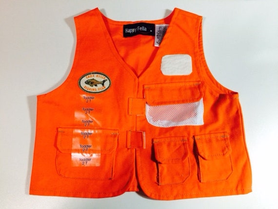 Childrens Fishing Vest w custom embroidered name and or